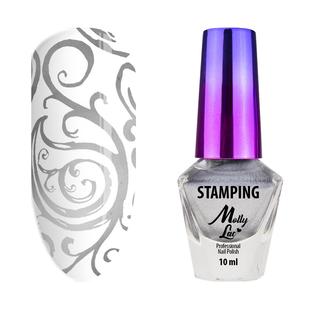 Stamping lak na pečiatkovanie MollyLac strieborný 10 ml č.3