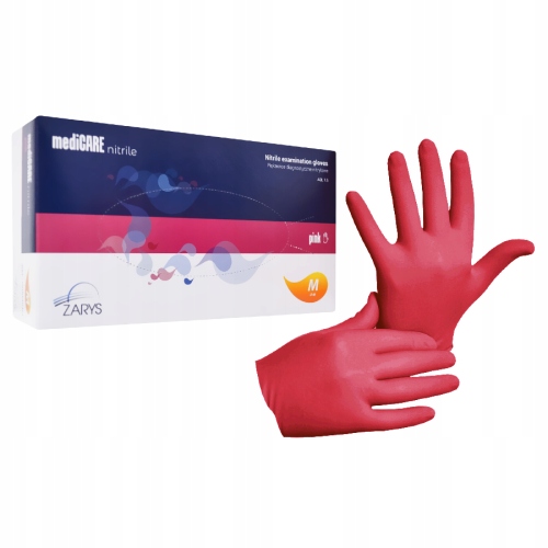 Nitrylové rukavice MediCare Ružové vel. M 100 ks